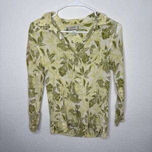 Tommy Bahama silk cotton blend green patterned top